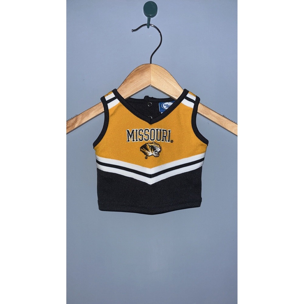 Team Athletics Missouri Tigers Cheerleader Top Gold Black Infant 3/6 Months